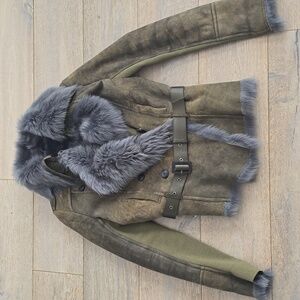 Patrizia Pepe real lambskin leather shearling coat Size US 6